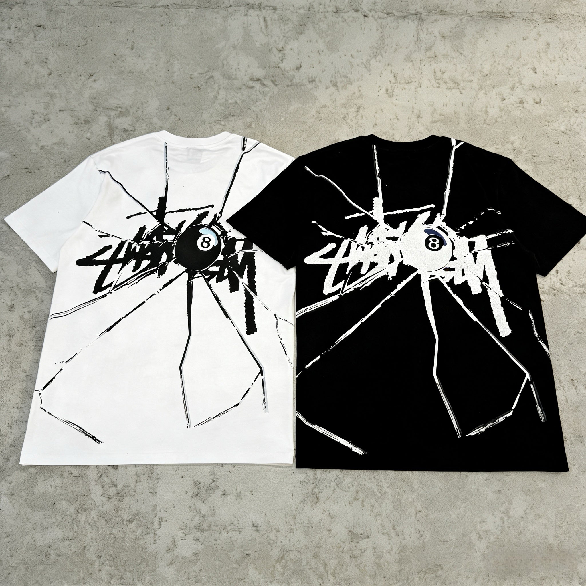 Stussy Shattered Tee White and Black β Two Colors, Two Roles