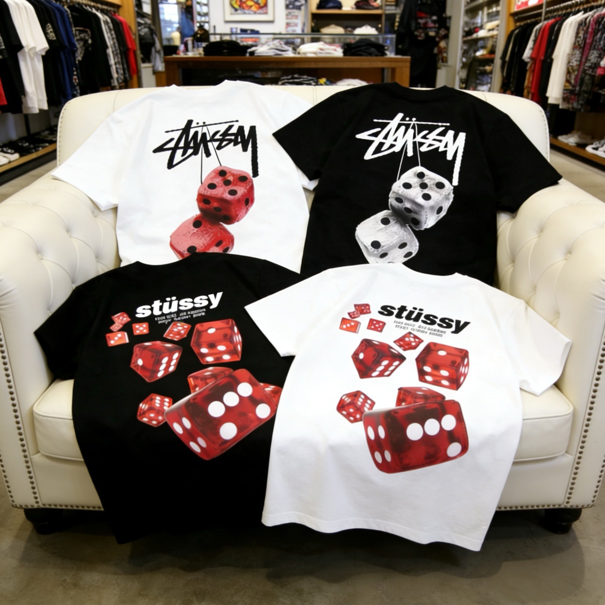 Stussy Graphic Tees Black and White β Four-Way Graphic Mood Guide