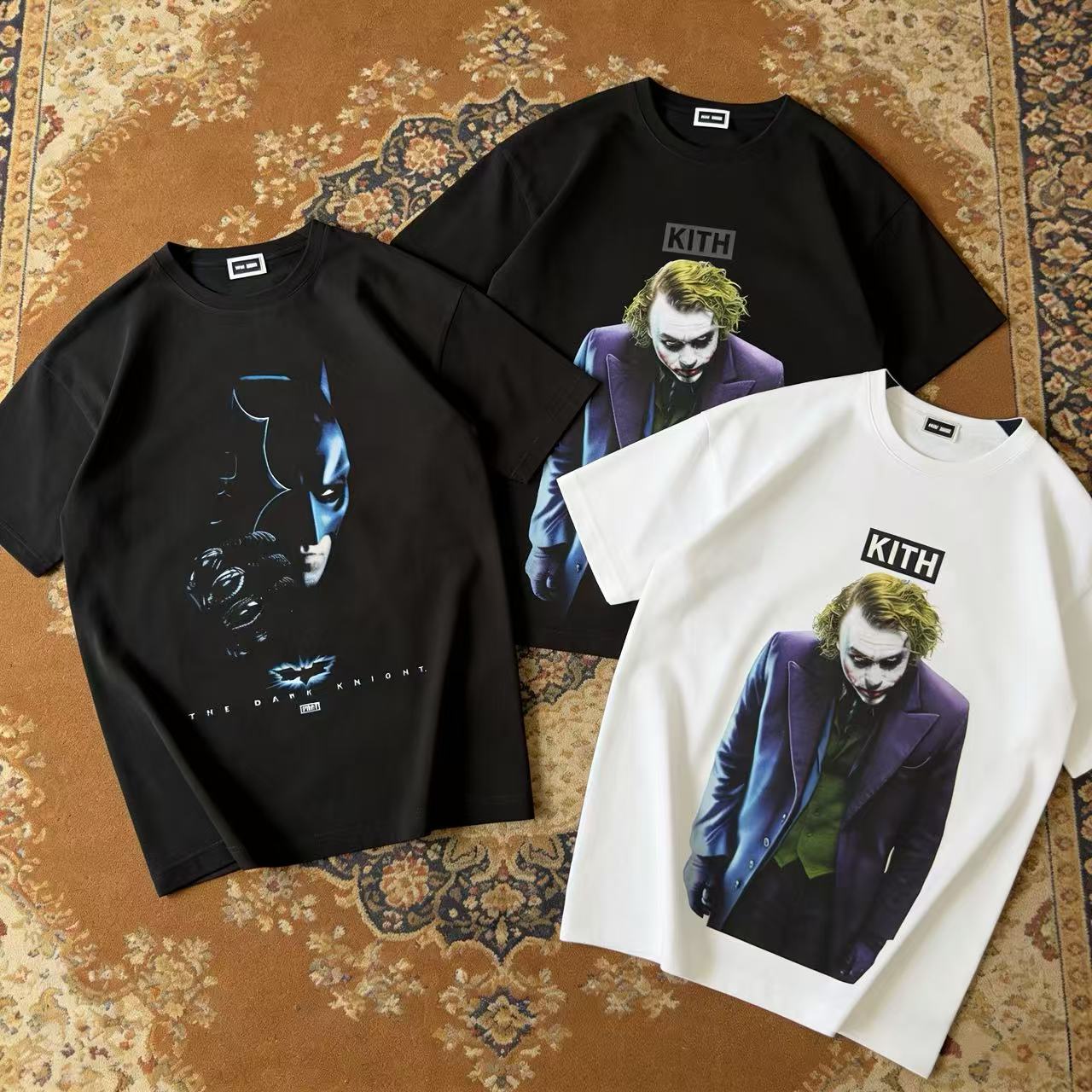 Kith x Batman Joker Tee Black and White Dark Knight Vintage Tee Black β Character Graphic Rotation