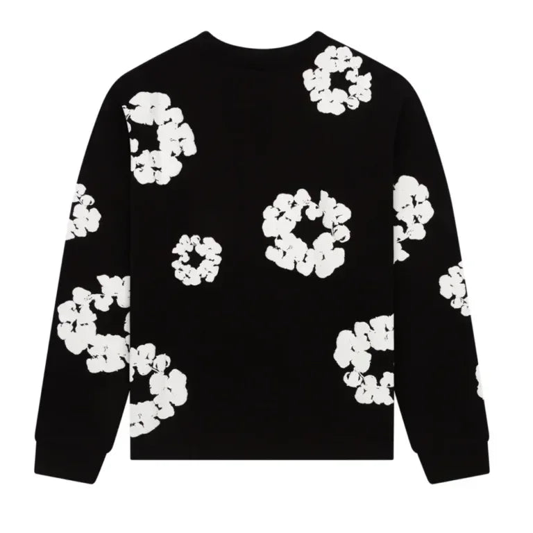Denim Tears Long Sleeve Cotton Wreath T-shirt Black - AFV Clothes