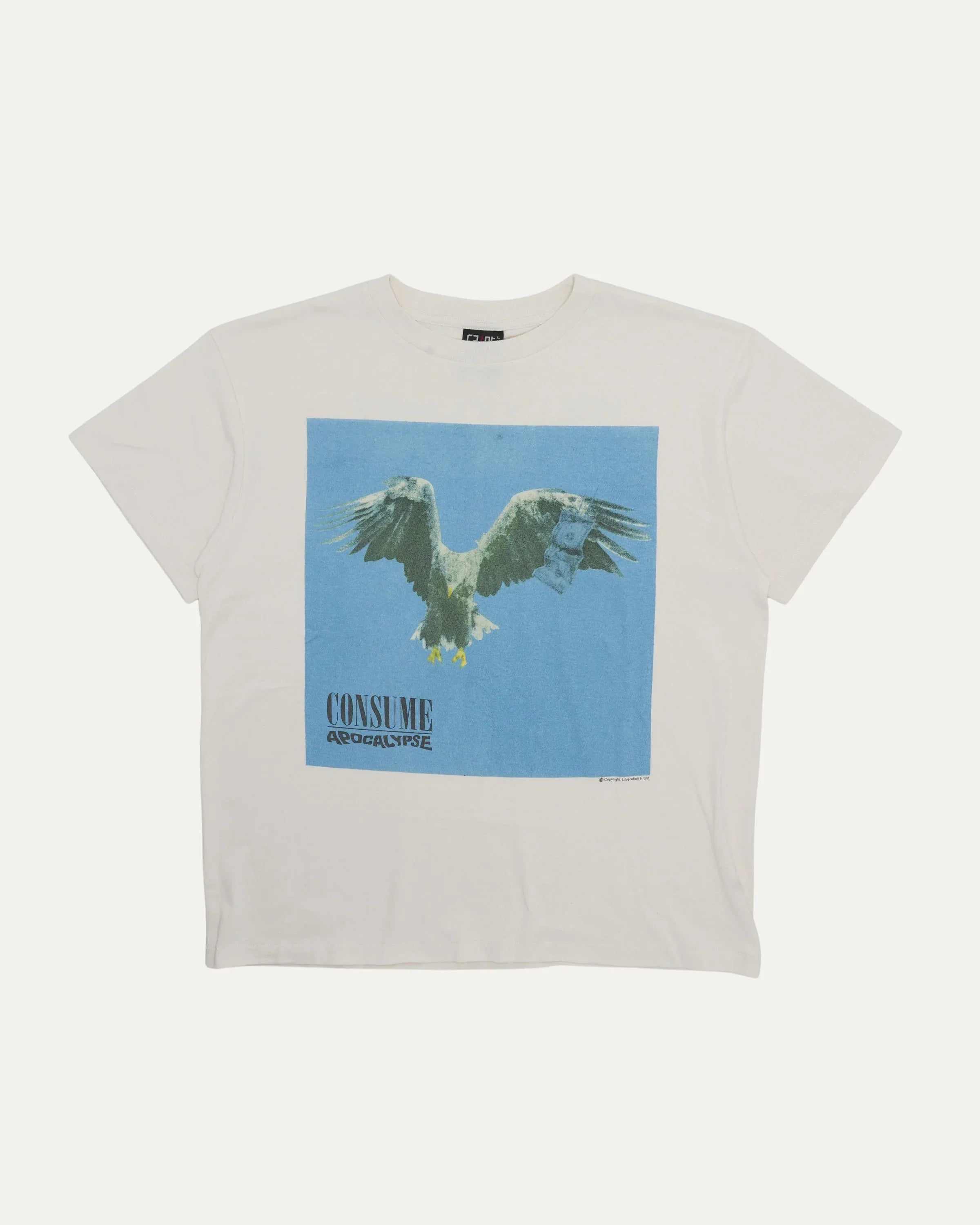 Saint Michael 'Consume' White Tee — Care, Fabric & Photo Guide