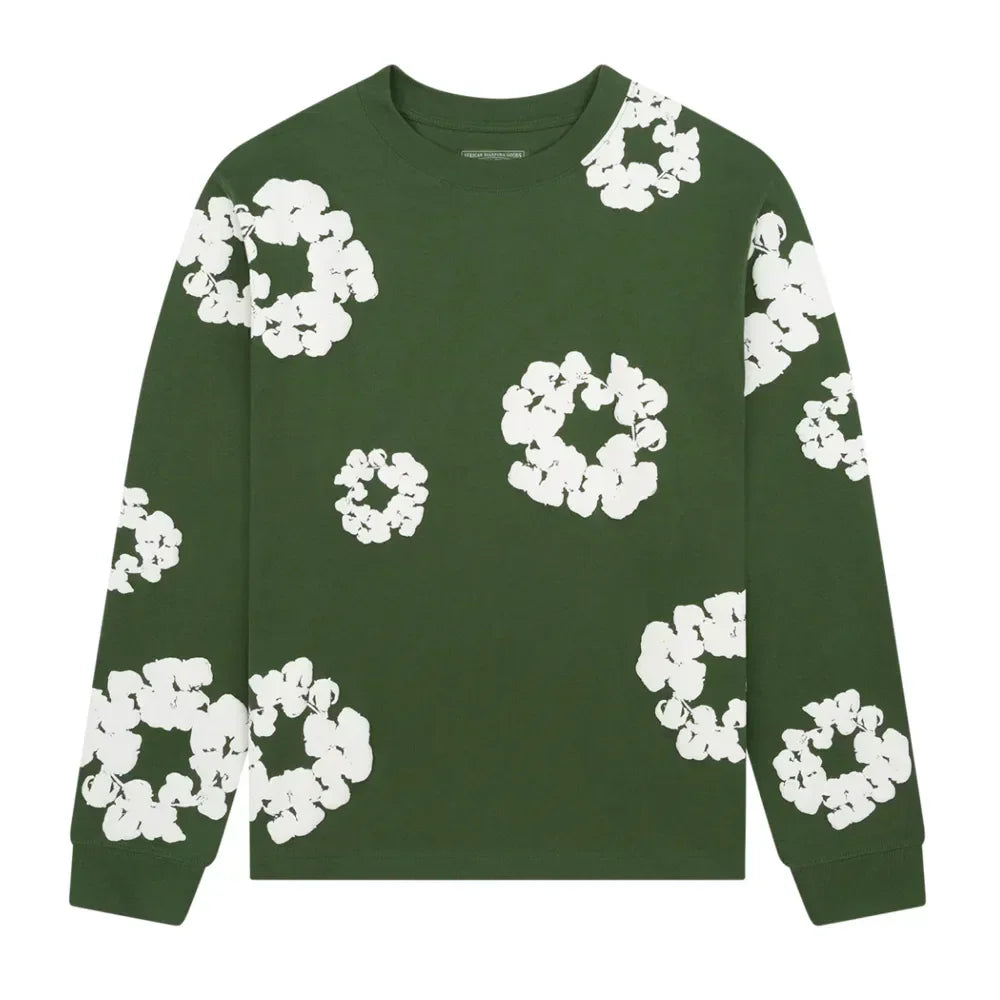 Denim Tears Long Sleeve CottonWreath T-shirt Green - AFV Clothes