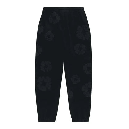 Denim Tears Cotton Wreath Sweatpants Black Monochrome - AFV Clothes
