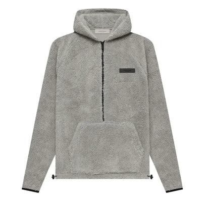 Fear of God Essentials Polar Fleece Half Zip Hoodie Dark Oatmeal - AFV Clothes
