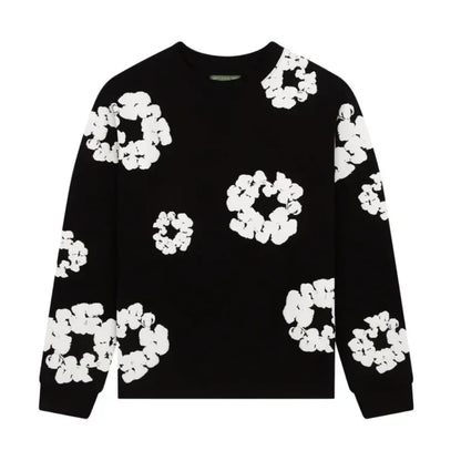 Denim Tears Long Sleeve Cotton Wreath T-shirt Black - AFV Clothes