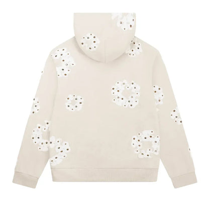 Denim Tears Rhinestone Wreath Zip Hoodie Oatmeal - AFV Clothes