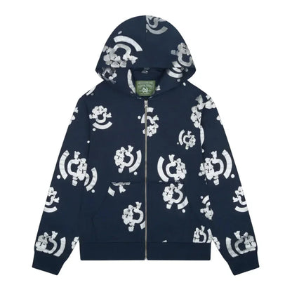 Denim Tears Bstroy Tears Zip Hoodie Blue - AFV Clothes