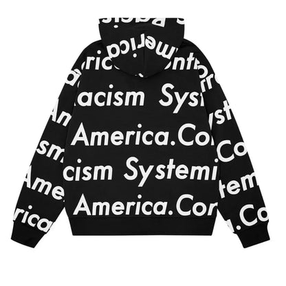 Denim Tears x Arthur Jafa Systemic Racism Controls America Zip Up Hoodie Black - AFV Clothes
