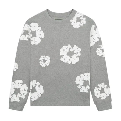 Denim Tears Long Sleeve Cotton Wreath T-shirt Grey - AFV Clothes