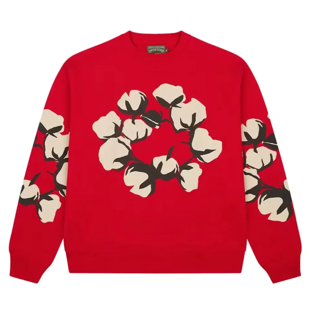 Denim Tears X Cactus Plant Flea Market Cactus Tears Crewneck Red - AFV Clothes