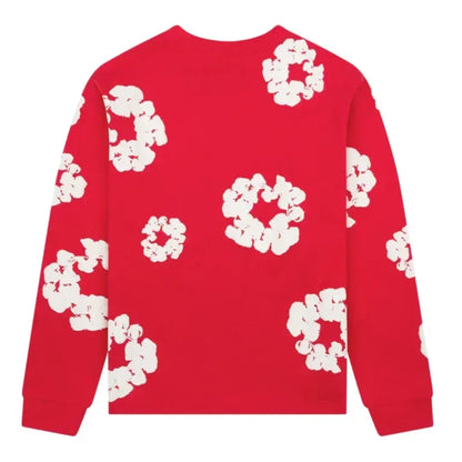 Denim Tears Long Sleeve Cotton Wreath T-shirt Red - AFV Clothes