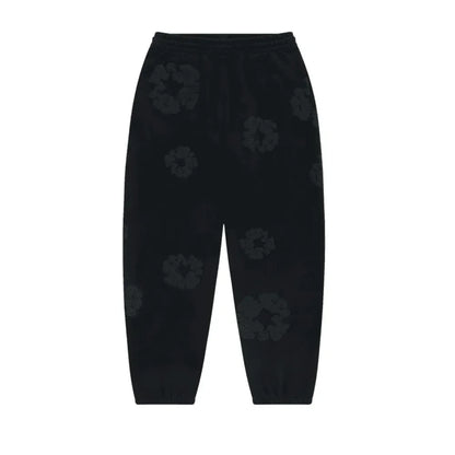 Denim Tears Cotton Wreath Sweatpants Black Monochrome - AFV Clothes