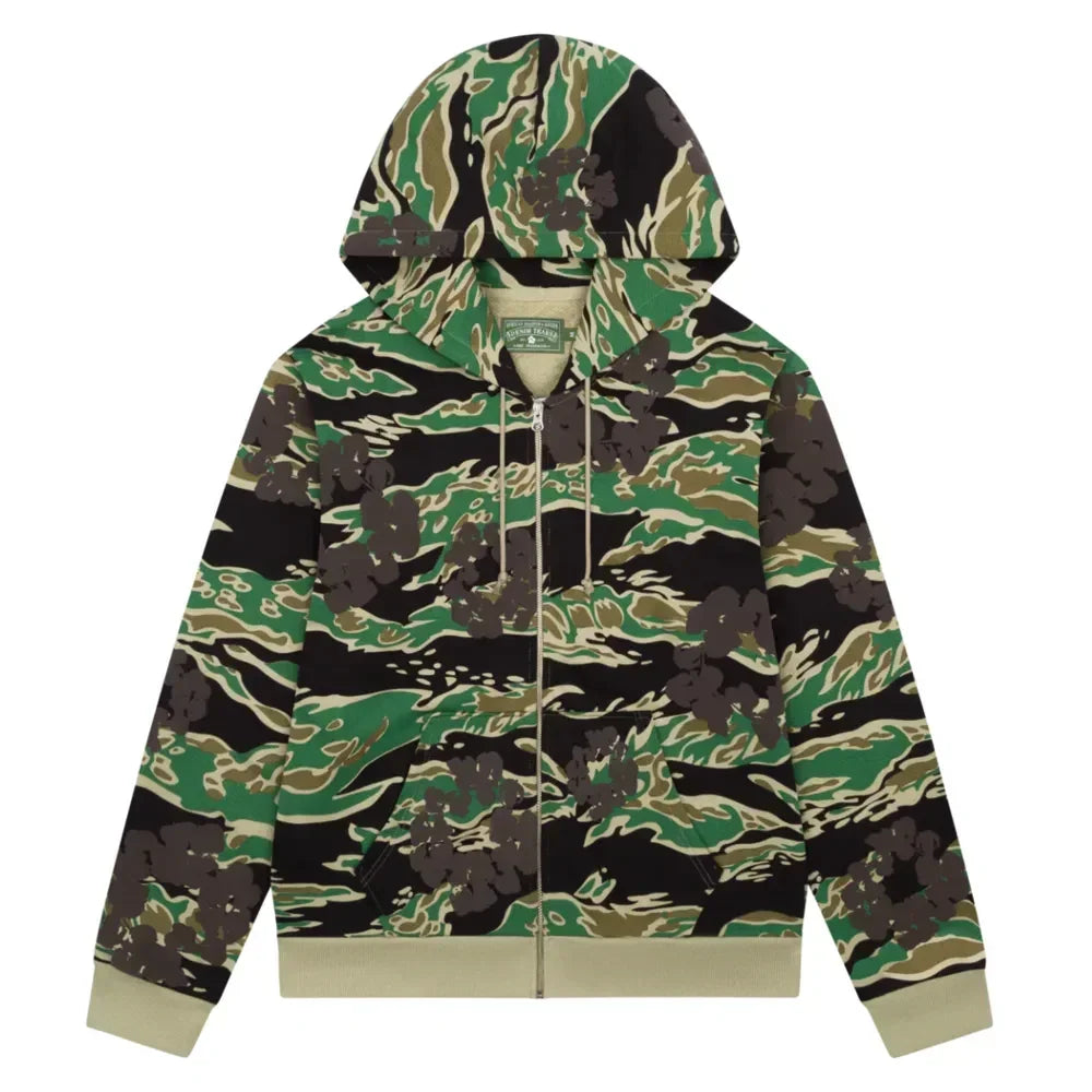 Cotton Wreath Zip Sweatshirt Camo