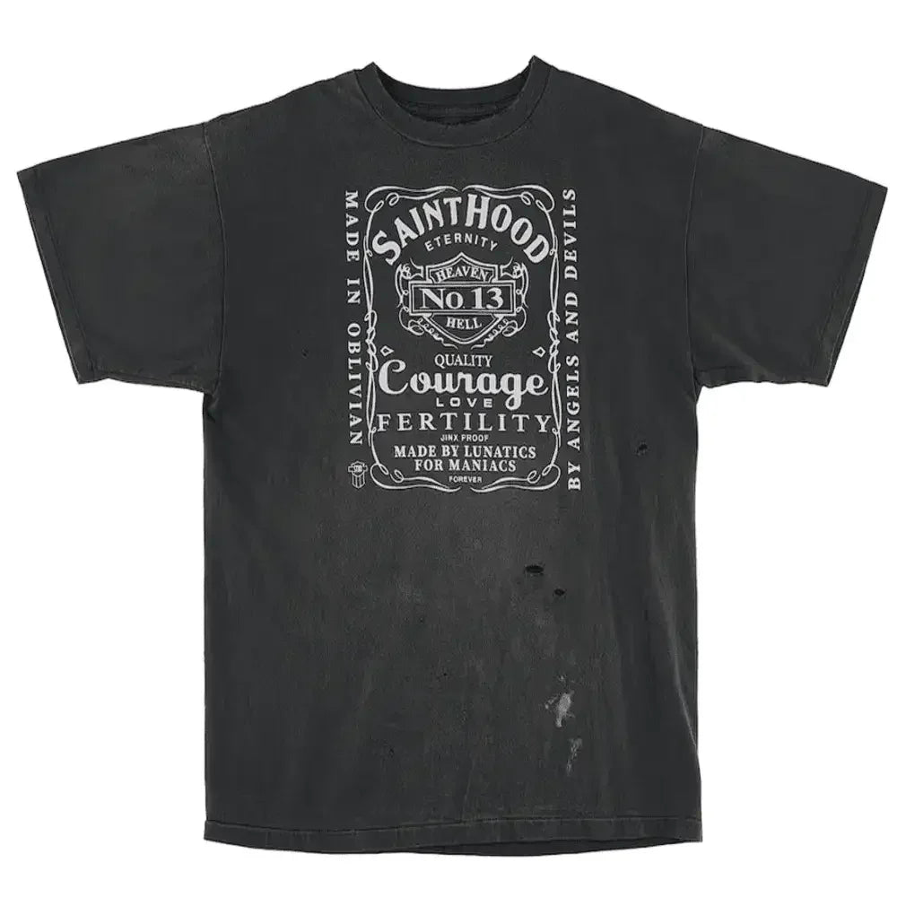Neighborhood x Saint Michael Skull Biker T-Shirt Vintage Black - AFV Clothes