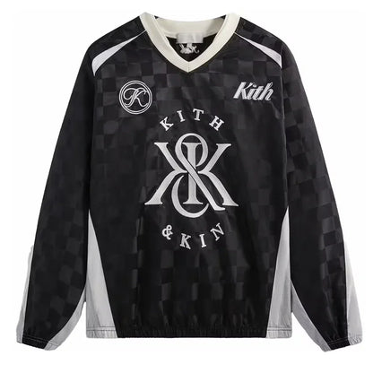 Kith Checkered Satin Dayton Combo Pullover Black