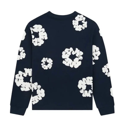 Denim Tears Long Sleeve Cotton Wreath T-shirt Navy - AFV Clothes
