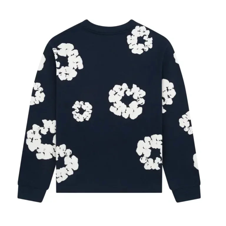 Denim Tears Long Sleeve Cotton Wreath T-shirt Navy - AFV Clothes