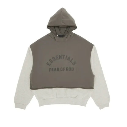 Fear Of God Essentials Nylon Fleece Hooded Sweater Dark Heather Oatmeal/lnk - AFV Clothes